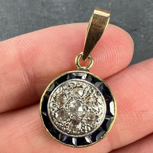 Load image into Gallery viewer, French Sapphire Diamond 18K Yellow Gold Target Charm Pendant