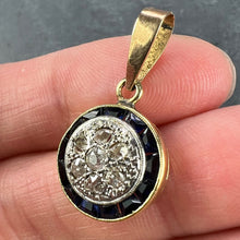 Load image into Gallery viewer, French Sapphire Diamond 18K Yellow Gold Target Charm Pendant