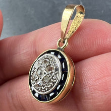 Load image into Gallery viewer, French Sapphire Diamond 18K Yellow Gold Target Charm Pendant