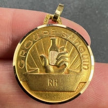 Load image into Gallery viewer, French Blood Group Type Medical 18K Yellow Gold Charm Medal Pendant