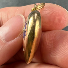 Load image into Gallery viewer, French Puffy Love Heart Flowers 18K Yellow Gold Enamel Pearl Pendant