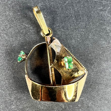 Load image into Gallery viewer, Vintage 18K Yellow Gold Sailing Yacht Boat Emerald Charm Pendant