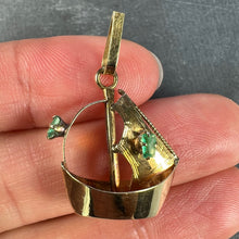 Load image into Gallery viewer, Vintage 18K Yellow Gold Sailing Yacht Boat Emerald Charm Pendant