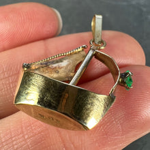 Load image into Gallery viewer, Vintage 18K Yellow Gold Sailing Yacht Boat Emerald Charm Pendant