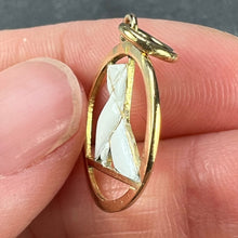Load image into Gallery viewer, French Art Deco White Origami Bird 18K Yellow Gold Enamel Charm Pendant