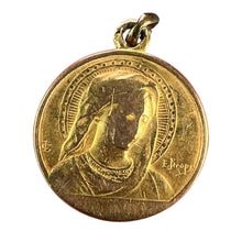 Load image into Gallery viewer, French Dropsy Virgin Mary Ave Maria 18K Yellow Gold Charm Pendant