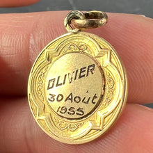 Load image into Gallery viewer, French Dropsy Virgin Mary Ave Maria 18K Yellow Gold Charm Pendant