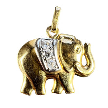 Load image into Gallery viewer, French Lucky Elephant Diamond 18K Yellow Gold Charm Pendant