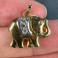 Load image into Gallery viewer, French Lucky Elephant Diamond 18K Yellow Gold Charm Pendant