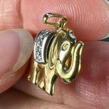 Load image into Gallery viewer, French Lucky Elephant Diamond 18K Yellow Gold Charm Pendant