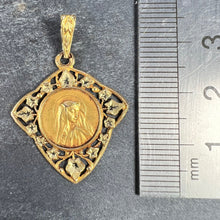 Load image into Gallery viewer, French Virgin Mary Ivy Leaf 18K Yellow Gold Medal Charm Pendant