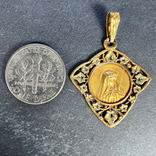 Load image into Gallery viewer, French Virgin Mary Ivy Leaf 18K Yellow Gold Medal Charm Pendant