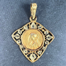 Load image into Gallery viewer, French Virgin Mary Ivy Leaf 18K Yellow Gold Medal Charm Pendant