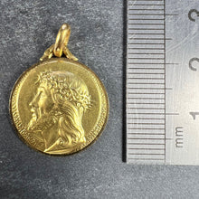 Load image into Gallery viewer, French 18K Yellow Gold Jesus Christ Crown of Thorns Medal Charm Pendant