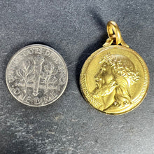 Load image into Gallery viewer, French 18K Yellow Gold Jesus Christ Crown of Thorns Medal Charm Pendant