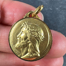 Load image into Gallery viewer, French 18K Yellow Gold Jesus Christ Crown of Thorns Medal Charm Pendant