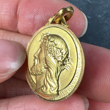 Load image into Gallery viewer, French 18K Yellow Gold Jesus Christ Crown of Thorns Medal Charm Pendant