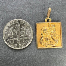 Load image into Gallery viewer, Vintage French Grun Square Saint Christopher 18K Yellow Gold Charm Pendant