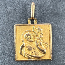 Load image into Gallery viewer, Vintage French Grun Square Saint Christopher 18K Yellow Gold Charm Pendant