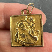 Load image into Gallery viewer, Vintage French Grun Square Saint Christopher 18K Yellow Gold Charm Pendant