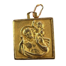 Load image into Gallery viewer, Vintage French Grun Square Saint Christopher 18K Yellow Gold Charm Pendant