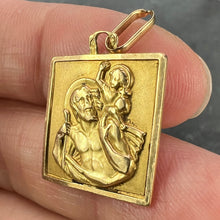 Load image into Gallery viewer, Vintage French Grun Square Saint Christopher 18K Yellow Gold Charm Pendant