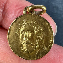 Load image into Gallery viewer, French Jesus Christ Crown of Thorns 18K Yellow Gold Medal Charm Pendant