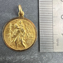 Load image into Gallery viewer, Vintage Saint Christopher 18K Yellow Gold Charm Pendant