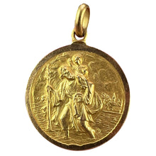 Load image into Gallery viewer, Vintage Saint Christopher 18K Yellow Gold Charm Pendant