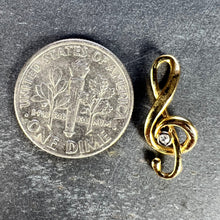 Load image into Gallery viewer, French Music Treble Clef Diamond 18K Yellow Gold Charm Medal Pendant