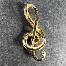 Load image into Gallery viewer, French Music Treble Clef Diamond 18K Yellow Gold Charm Medal Pendant