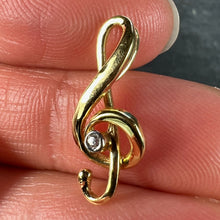Load image into Gallery viewer, French Music Treble Clef Diamond 18K Yellow Gold Charm Medal Pendant