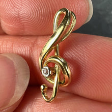 Load image into Gallery viewer, French Music Treble Clef Diamond 18K Yellow Gold Charm Medal Pendant