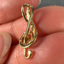 Load image into Gallery viewer, French Music Treble Clef Diamond 18K Yellow Gold Charm Medal Pendant