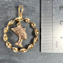 Load image into Gallery viewer, Egyptian Queen Nefertiti Bust Circle 18K Yellow Gold Charm Pendant