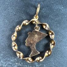 Load image into Gallery viewer, Egyptian Queen Nefertiti Bust Circle 18K Yellow Gold Charm Pendant