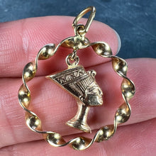 Load image into Gallery viewer, Egyptian Queen Nefertiti Bust Circle 18K Yellow Gold Charm Pendant