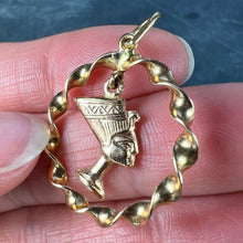 Load image into Gallery viewer, Egyptian Queen Nefertiti Bust Circle 18K Yellow Gold Charm Pendant