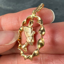 Load image into Gallery viewer, Egyptian Queen Nefertiti Bust Circle 18K Yellow Gold Charm Pendant