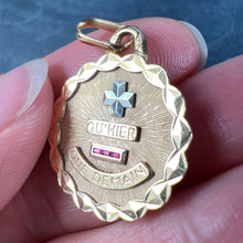 Load image into Gallery viewer, Augis French More Than Yesterday Ruby 18K Yellow Gold Love Charm Pendant