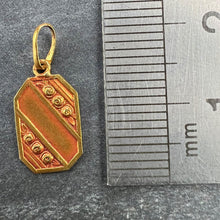 Load image into Gallery viewer, French Art Nouveau Stripes and Roses Yellow Gold Charm Pendant