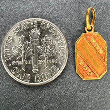 Load image into Gallery viewer, French Art Nouveau Stripes and Roses Yellow Gold Charm Pendant
