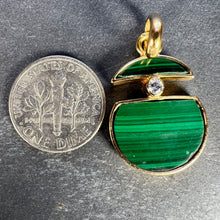 Load image into Gallery viewer, Malachite Diamond Split Circle 18K Yellow Gold Pendant