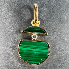 Load image into Gallery viewer, Malachite Diamond Split Circle 18K Yellow Gold Pendant