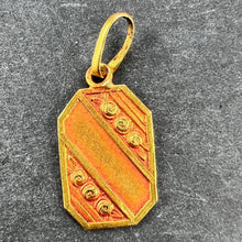 Load image into Gallery viewer, French Art Nouveau Stripes and Roses Yellow Gold Charm Pendant