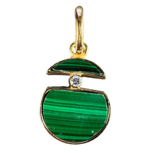 Load image into Gallery viewer, Malachite Diamond Split Circle 18K Yellow Gold Pendant