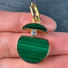 Load image into Gallery viewer, Malachite Diamond Split Circle 18K Yellow Gold Pendant