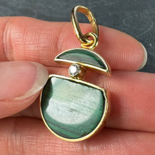 Load image into Gallery viewer, Malachite Diamond Split Circle 18K Yellow Gold Pendant