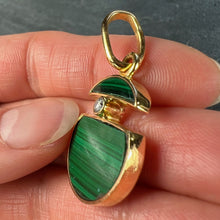Load image into Gallery viewer, Malachite Diamond Split Circle 18K Yellow Gold Pendant