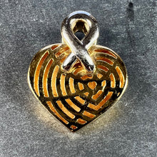 Load image into Gallery viewer, French Spider Web Love Heart 18K Yellow White Gold Pendant